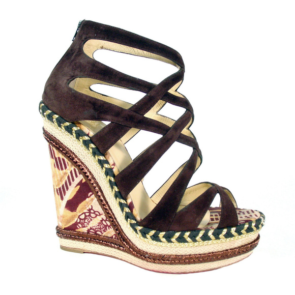 Christian Louboutin Shoes - LOUBOUTIN Tosca Suede Wedge Espadrille Sandals